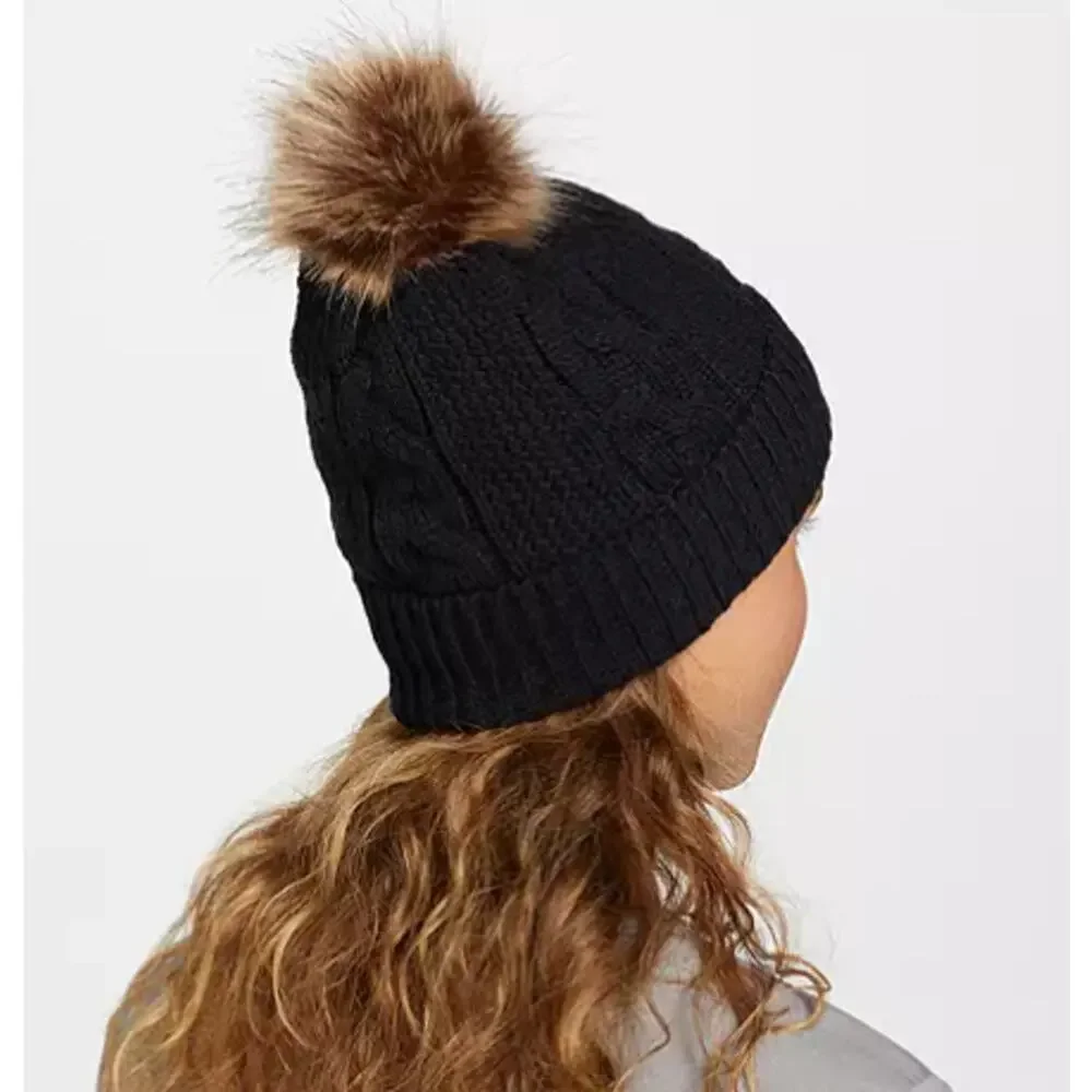 New ~ NORTHEAST OUTFITTERS ~Women's Cozy Cabin Cable Knit Fur Pom Hat